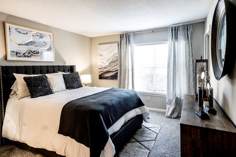 Main Bedroom with Large Window located at Addison on Cobblestone located in Fayetteville, GA 30215